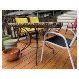 Round Glass Patio Table with Mandala Tablecloth
