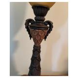 Decorative Table Lamp with Etched Glass Shade and Ornate Base