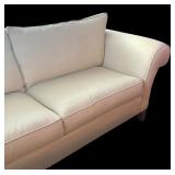 LR - Ethan Allen Rolled Arm Sofa / Couch Beige Upholstery