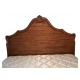 LL - King Size Wood Bed Frame with Ornate Headboard