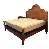 LL - King Size Wood Bed Frame with Ornate Headboard