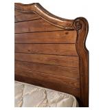 LL - King Size Wood Bed Frame with Ornate Headboard