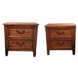 LL - Pair of Wooden 2-Drawer Nightstands / Side Tables