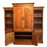 LL - Large Pine Wood Entertainment Cabinet with Shelves