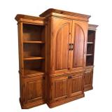 LL - Large Pine Wood Entertainment Cabinet with Shelves