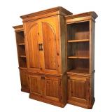 LL - Large Pine Wood Entertainment Cabinet with Shelves