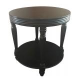 LR - Round Wood Accent Table with Shelf