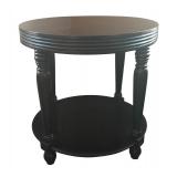 LR - Round Wood Accent Table with Shelf