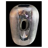 LR - Modern Mirror Silver Vase with Textured Sides