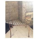 Y - Metal Patio Bench with Floral Backrest Design