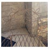 Y - Metal Patio Bench with Floral Backrest Design