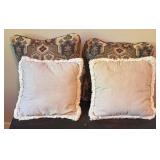 LL - Set of 4 Accent Pillows, Tapestry and Neutral Fringe