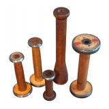 LL - Set of Vintage Wooden Textile Bobbins / Spools