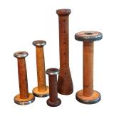 LL - Set of Vintage Wooden Textile Bobbins / Spools