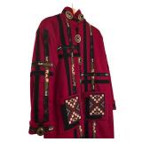 LL - Vintage Coloratura Wool Coat Size Medium-Large with Southwestern Pattern
