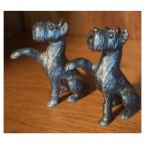 LL - Collection of Pewter Figurines - Girl Reading, Dogs, and Owls