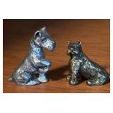 LL - Collection of Pewter Figurines - Girl Reading, Dogs, and Owls