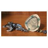 LL - Collection of Pewter Figurines - Girl Reading, Dogs, and Owls