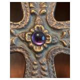 LL - Decorative Metal Cross with Purple Center Accent