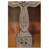 LL - Decorative Metal Cross with Purple Center Accent