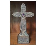 LL - Decorative Metal Cross with Purple Center Accent