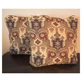 LL - Pair of Tapestry Accent Pillows with Vintage Pattern