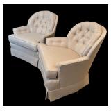 LL - Pair of Vintage Swivel Rocker Arm Chairs with Tufted Backs