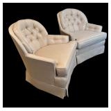 LL - Pair of Vintage Swivel Rocker Arm Chairs with Tufted Backs
