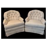 LL - Pair of Vintage Swivel Rocker Arm Chairs with Tufted Backs