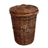 LL - Tall Wicker Basket with Removable Liner and Lid