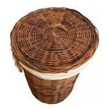 LL - Tall Wicker Basket with Removable Liner and Lid