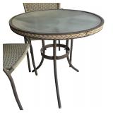 LL - Outdoor Patio Set with Round Glass Table and 2 Chairs