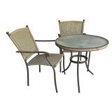 LL - Outdoor Patio Set with Round Glass Table and 2 Chairs