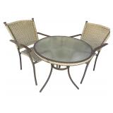 LL - Outdoor Patio Set with Round Glass Table and 2 Chairs