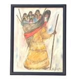 LL - "Indigenous Woman with Children" Print by De Grazia