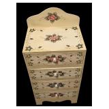 LL - Floral Hand-Painted 4-Drawer Wooden Cabinet