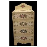 LL - Floral Hand-Painted 4-Drawer Wooden Cabinet
