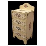 LL - Floral Hand-Painted 4-Drawer Wooden Cabinet