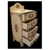 LL - Floral Hand-Painted 4-Drawer Wooden Cabinet
