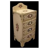 LL - Floral Hand-Painted 4-Drawer Wooden Cabinet