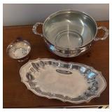 LL - Vintage Silver Plated Pot, Platter, Creamer Pitchers, Sugar Dish and More