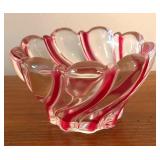 LL - Swirled Art Glass Bowl with Red and Clear Design
