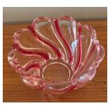 LL - Swirled Art Glass Bowl with Red and Clear Design