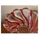 LL - Swirled Art Glass Bowl with Red and Clear Design