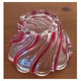 LL - Swirled Art Glass Bowl with Red and Clear Design