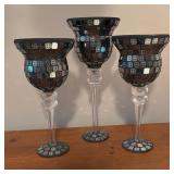 LL - Set of 3 Mosaic Glass Decorative Candle Holders