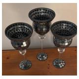 LL - Set of 3 Mosaic Glass Decorative Candle Holders