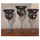 LL - Set of 3 Mosaic Glass Decorative Candle Holders