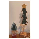 LL - Collection of 7 Handcrafted Holiday Figurines and Trees