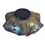 LL - Vintage Carnival Glass Bowl with Floral Pattern